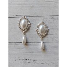 Серединка ювелирная с подвеской 5,2*2,4 см серебро/белый, цена за 1 шт