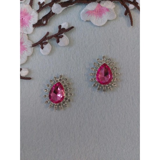 Серединка ювелирная 2,5*3 см цв. ярко-розовый, цена за 1 шт