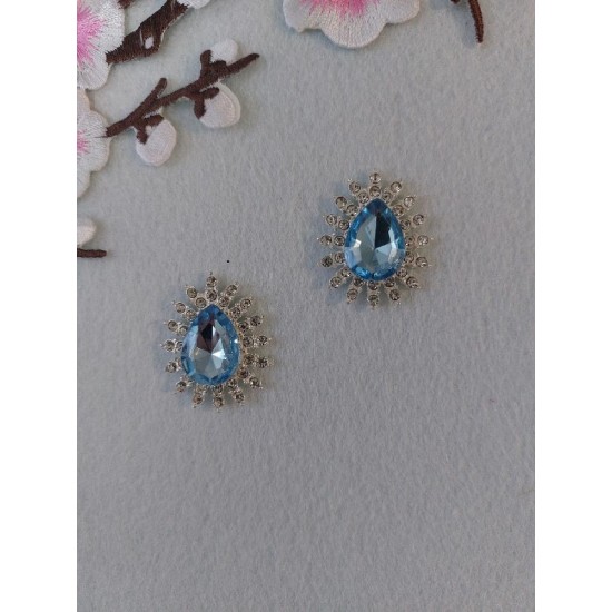 Серединка ювелирная 2,5*3 см цв. небесно-голубой, цена за 1 шт