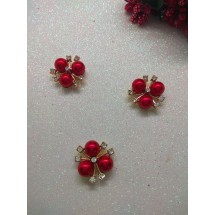 Флоризель металл+стразы 22 мм цв. красный, цена за 1 шт