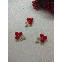 Флоризель металл+стразы 15*25 мм цв. красный, цена за 1 шт