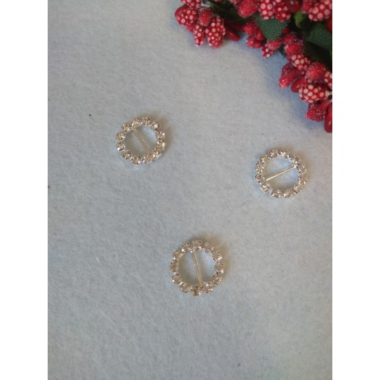 Пряжка "круг"  металл+стразы 1,6*1,6 см, цена за 1 шт