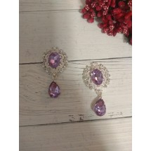 Серединка ювелирная с подвеской 2,5*4,5 см серебро/фиолетовый, цена за 1 шт