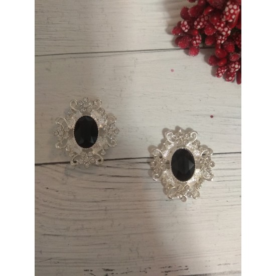 Серединка ювелирная 3*3,3 см серебро/черный, цена за 1 шт