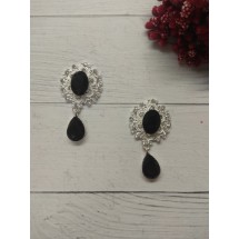 Серединка ювелирная с подвеской 2,5*4,5 см серебро/черный, цена за 1 шт