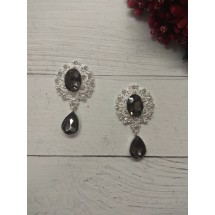 Серединка ювелирная с подвеской 2,5*4,5 см серебро/графитовый, цена за 1 шт