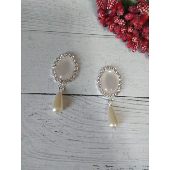 Серединка ювелирная с подвеской серебро/белый, цена за 1 шт