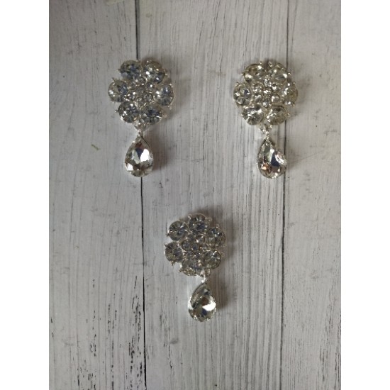 Кабошоны флоризель "Капля" металл+стразы 2,4*4,2 см, цена за 1 шт