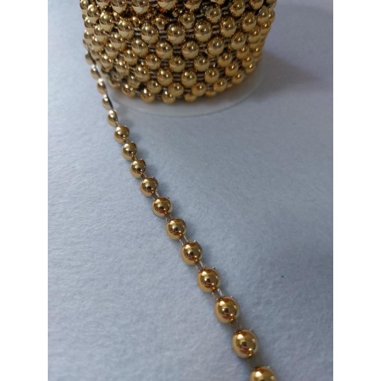 Полубусы металлик на бобине/ диам.8мм/ цв.золото, цена  за 1 м