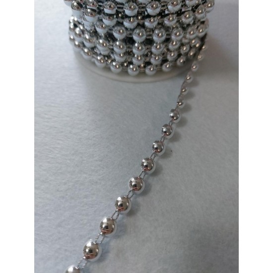 Полубусы металлик на бобине/ диам.8мм/ цв.серебро, цена  за 1 м