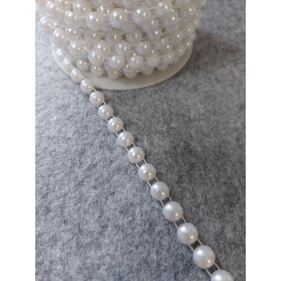 Полубусы Жемчуг на бобине/ диам.8мм/ цв.белый, цена  за 1 м