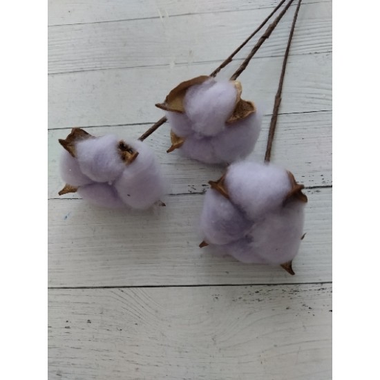 Ветка хлопок одинарный 30 см сиреневый 85, цена за 1 шт