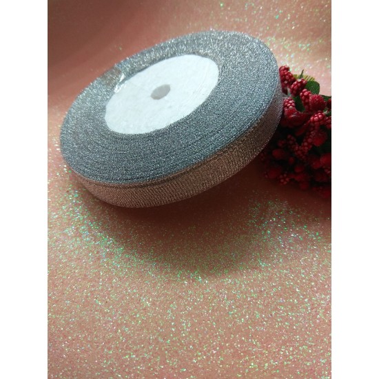 Лента парча серебро(ширина 12мм), цена за катушку
