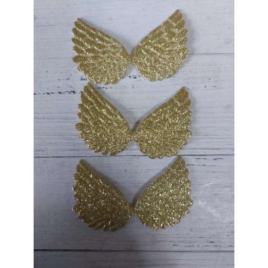 Патч "Крылья" 6,5 см, цв. золото, цена за 1 шт