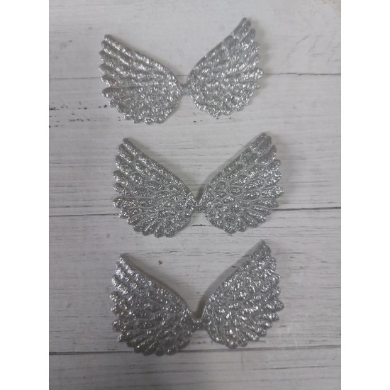 Патч "Крылья" 6,5 см, цв.  серебро, цена за 1 шт