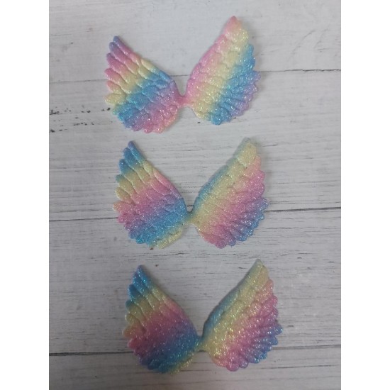 Патч "Крылья" 6,5 см, цв.  радужный, цена за 1 шт
