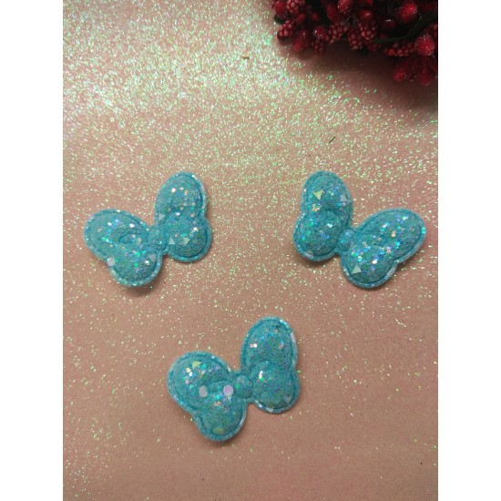 Патч 3D с блестками "Бант-бабочка" 4*2,9 см, цена за 1 шт