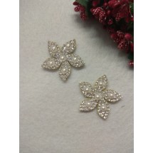 Фетровый патч стразы+бусы "Цветок" 3,9см, цена за 1 шт