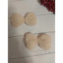 Патч меховой "Бантик" 6,5*3,7 см цв. бежевый, цена за 1 шт