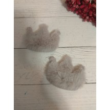 Патч меховой "Корона" 5,5*4,5 см цв. серый, цена за 1 шт