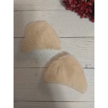 Патч меховой "Ушки" 6,5*5 см цв. бежевый, цена за 1 шт