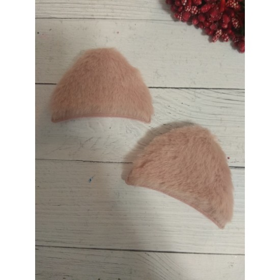 Патч меховой "Ушки" 6,5*5 см цв. пенка, цена за 1 шт