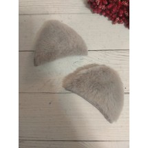 Патч меховой "Ушки" 6,5*5 см цв. серый, цена за 1 шт