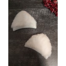 Патч меховой "Ушки" 6,5*5 см цв. белый, цена за 1 шт