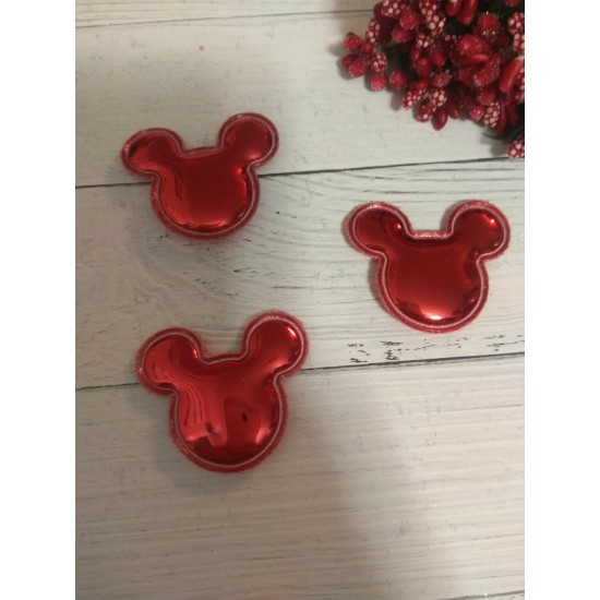 Патч 3D, глянец "Микки Маус" 4*3,5 см цв. красный, цена за 1 шт