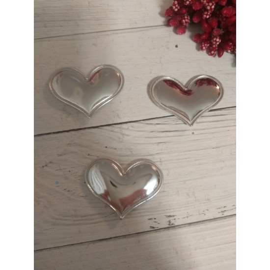 Патч 3D, глянец "Сердце" 3,6*3 см цв. серебро, цена за 1 шт