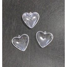 Сердца пластиковые прозрачные для декора 6см, разъемные, цена за 1 шт