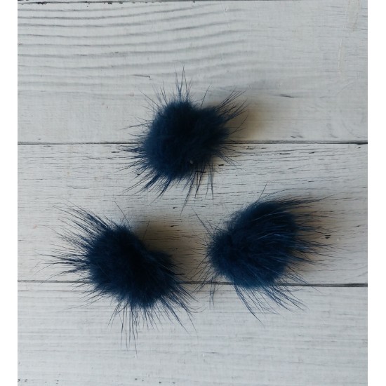 Помпоны меховые 3 см, натуральные , темно-синий, цена за 1 шт