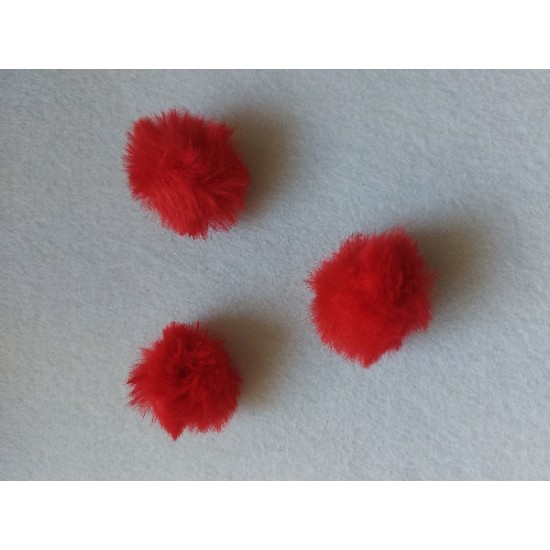 Помпон кролик искусственный 3см (красный), цена за 1 шт