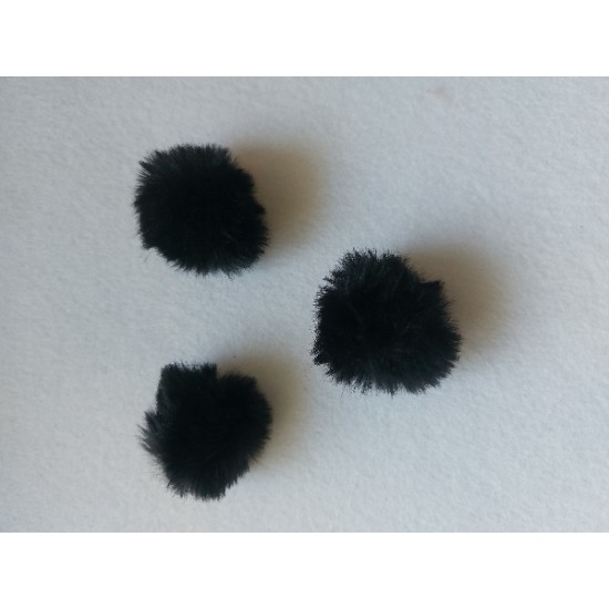 Помпон кролик искусственный 3см (черный), цена за 1 шт