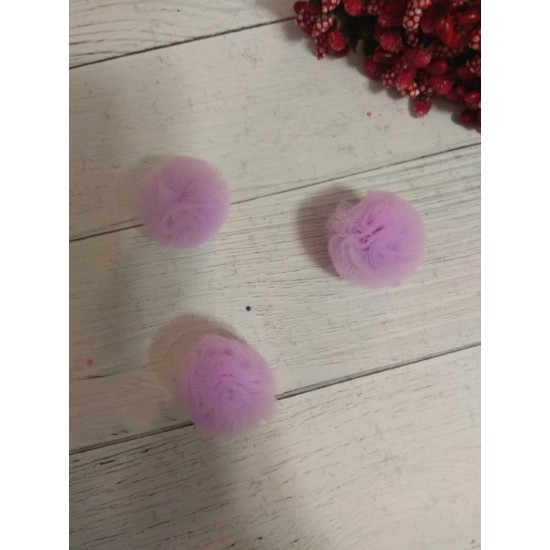 Помпоны из фатина 2,5 см цв. фиолетовый, цена за 1 шт