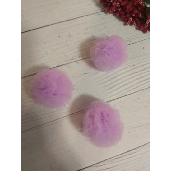 Помпоны из фатина 3,5 см цв. фиолетовый, цена за 1 шт