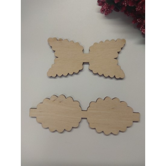 Заготовка из фанеры шаблон "Бант №34" 3,6*10,5 см, цена за пару