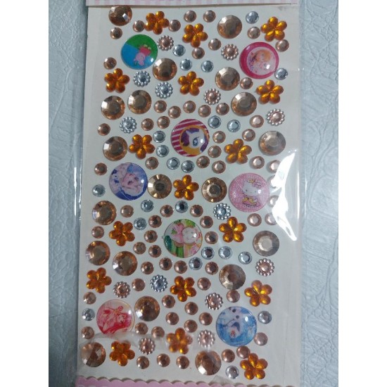 Стразы  самоклеющиеся микс на блистере микс, 1 цена за упаковку