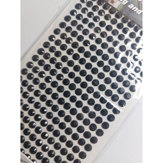 Стразы самоклеющиеся 6 мм на блистере (260 шт) цв. черный, цена за упаковку