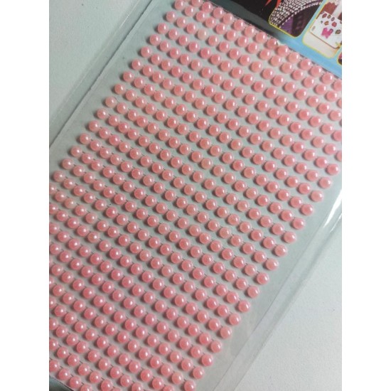 Полубусины самоклеющиеся 3 мм на блистере (504шт) цв. светло-розовый, цена за упаковку