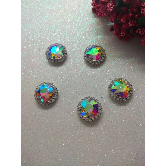 Стразы в серебряной оправе 14 мм "Круг", цена за 1 шт