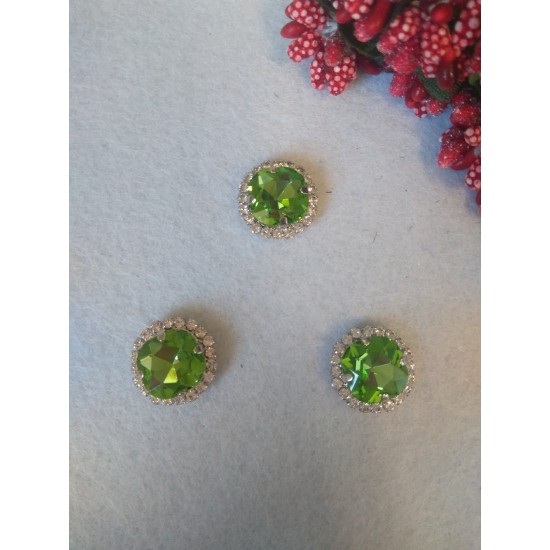 Стразы в серебряной оправе 14 мм "Круг", цена за 1 шт