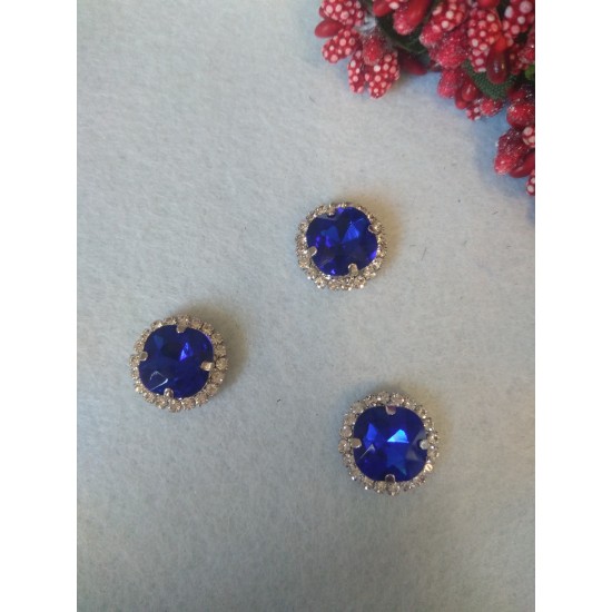 Стразы в серебряной оправе 14 мм "Круг", цена за 1 шт