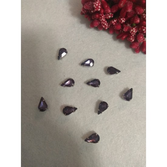 Стразы в цапах "Узкая капля" цв. фиолетовый, цена за 1 шт