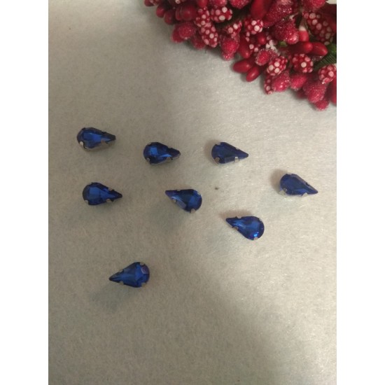 Стразы в цапах "Узкая капля" цв. глубокий синий, цена за 1 шт