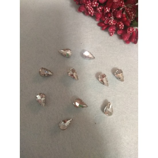 Стразы в цапах "Узкая капля" цв. белый, цена за 1 шт