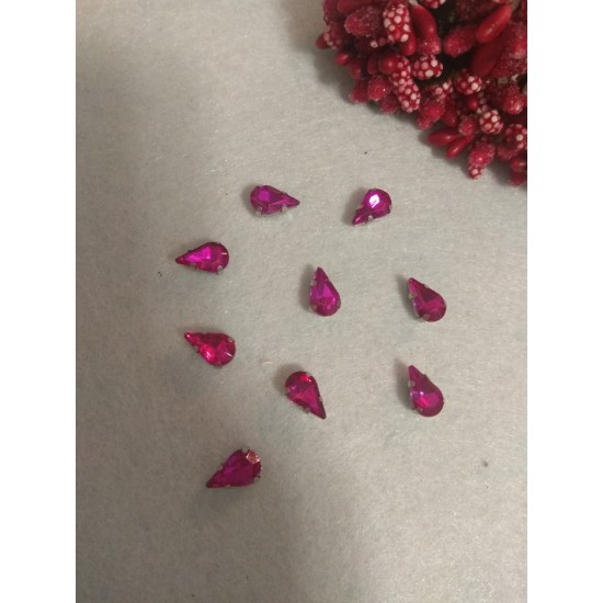 Стразы в цапах "Узкая капля" цв. малиновый, цена за 1 шт