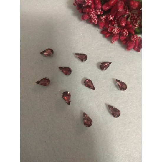 Стразы в цапах "Узкая капля" цв. винный, цена за 1 шт