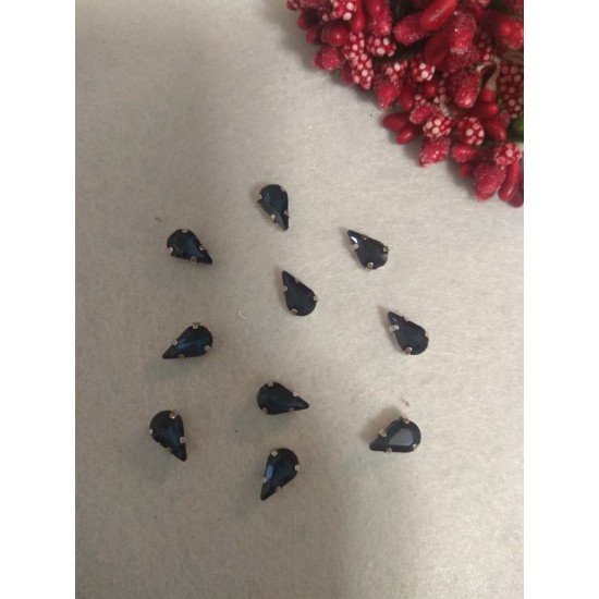 Стразы в цапах "Узкая капля" цв. темно-синий, цена за 1 шт