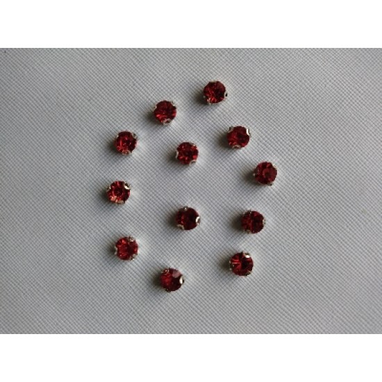 Стразы пришивные SS35 "Круг" красный №18, цена за 10 шт